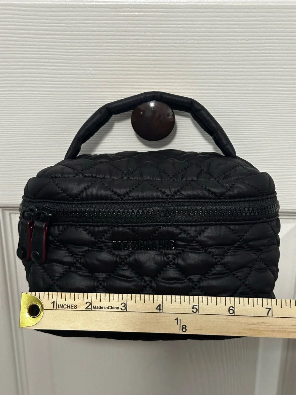 MZ Wallace Quilted Nylon Vanity Case in Black EUC w/Top Handle